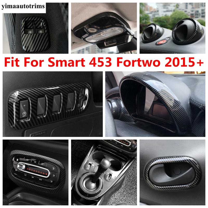 Dashboard Gear Panel Reading Light Handle Bowl Window Lift Cover Trim For Smart 453 Fortwo 2015 - Carbon Fiber Accessories