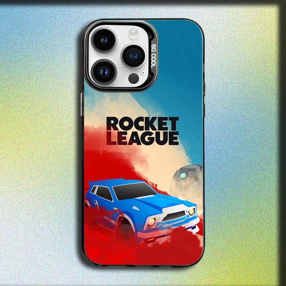 Игровой чехол R-Rocket League для iPhone 16,15,14,13,12,11,Mini,Pro,SE,MAX Серый Матовый Силиконовый Черный Чехол