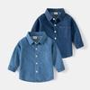 Spring Outdoor Sports and Leisure Denim Boys Shirt, Comfortable Cotton Handsome Children's Long-sleeved Shirt