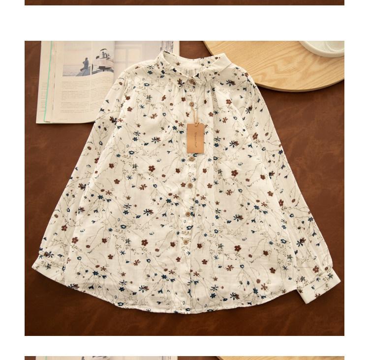 Женская художественная хлопково-льняная весенняя рубашка позднего Цин, двухслойная