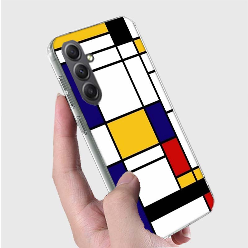 TOPLBPCS Mondrian Grid Phone Case for Samsung A16 A26 A36 A56 A17 A37 A57 A07 A06 A02S A03 A04S A05S Galaxy Note 20 10 A50S A71