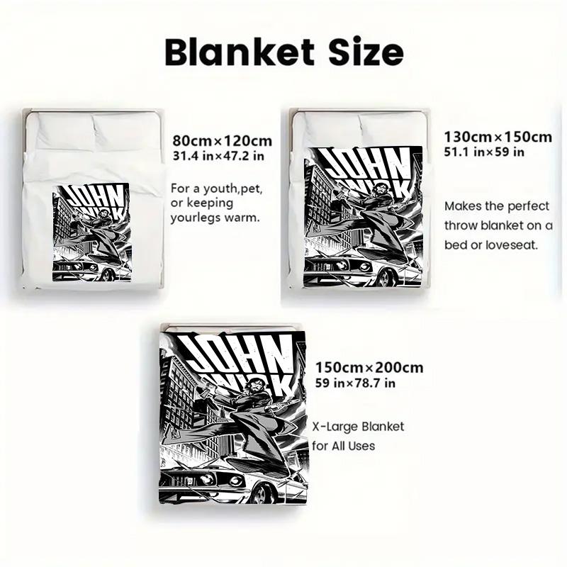 John Wick 2D Flat Pattern Flannel Blanket High quality All Seasons Warmth and Comfort Perfect for Christmas Gifts.SMT0917572