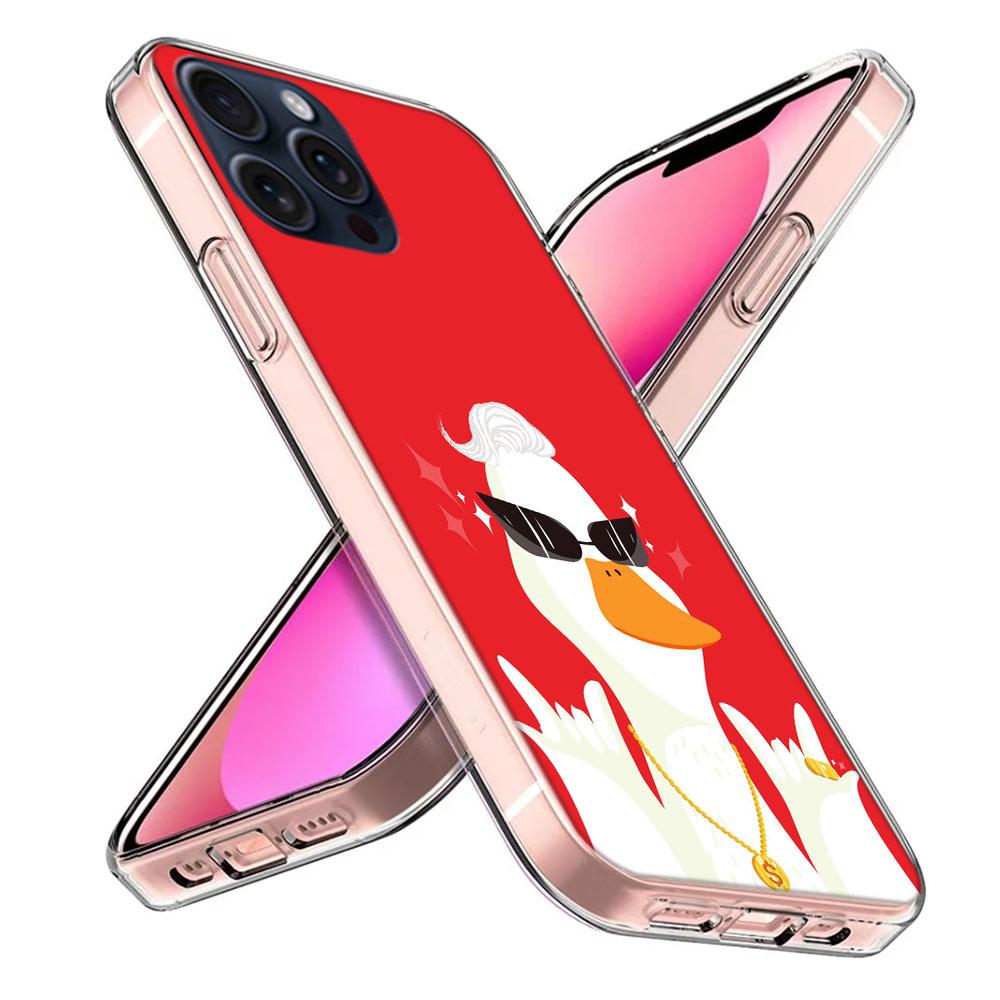Cute Cartoon Duck Clear Phone Case For Iphone 17 Air 16 Pro Max 15 Pro 14 Plus 17E 16E 11 13 12 Mini Cover Cases Fundas Cell TPU