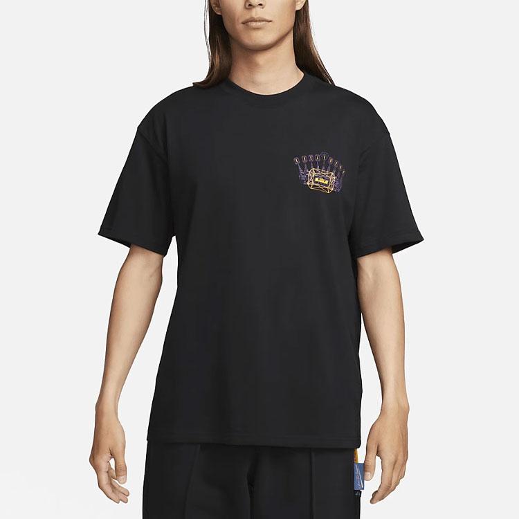 Nike Логотип с принтом короны в американском стиле ретро, спортивная футболка с короткими рукавами и заниженными плечами, мужские топы, черные FJ2351-010