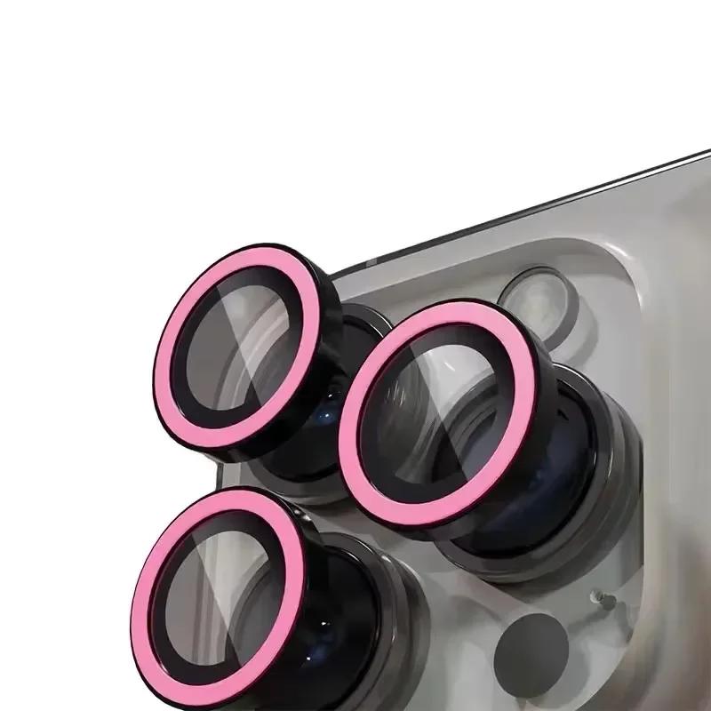 Светящееся металлическое кольцо Защита объектива камеры для IPhone 17 Air 14 15 16 Pro Max Plus 13 Mini 17Pro 17Air i17 Ночник Чехол для объектива