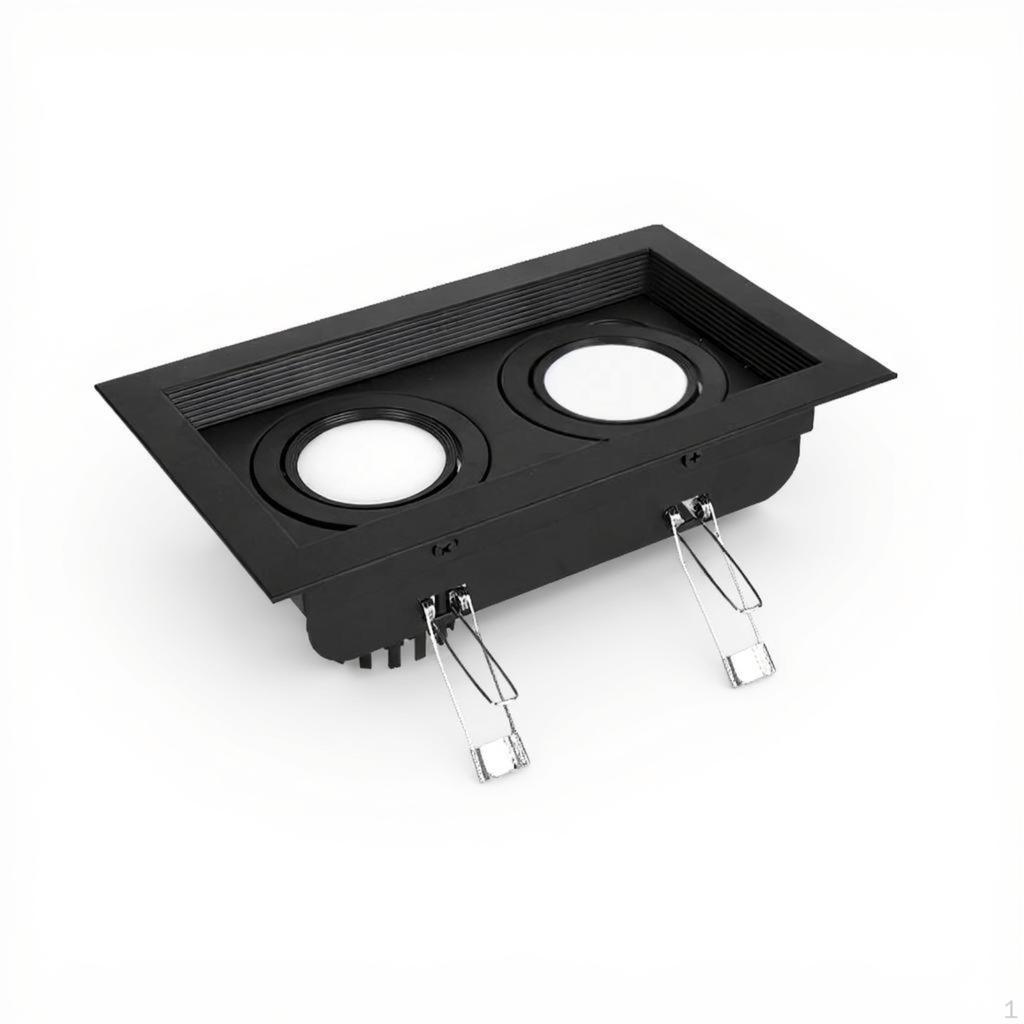 Встраиваемый светодиодный светильник Downlight с двойной головкой, Квадратный, Регулируемый, Потолочный для коридора, Черный, Теплый