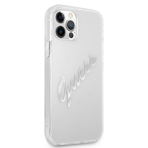 Guess Guhcp12Mktrsvsi Iphone 12/12 Pro 6,1 Transparent Hardcase Vintage Script Silver