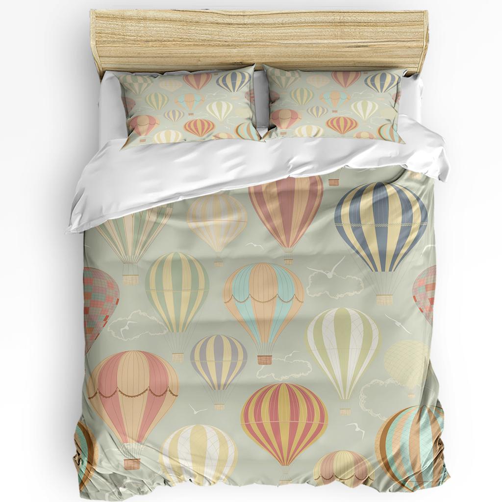 3Pcs Bedding Set Cartoon Air Balloon Home Textile Duvet Cover Pillow Case Boy Kid Teen Girl Bedding Covers Set