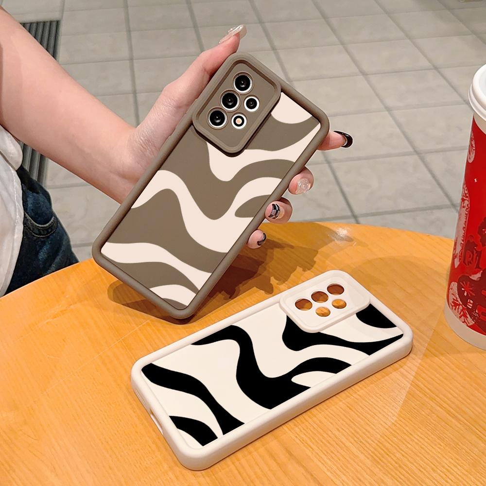 Black Zebra Stripe Phone Casing for Realme OPPO Reno VIVO Infinix Tecno Oneplus Full Cover Camera Shockproof Protection Rubber Case Cover