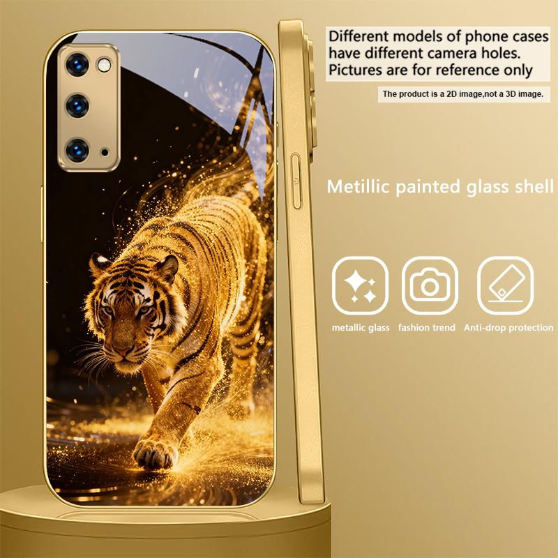 Тигр силы Для Samsung Galaxy S26 S20 FE S21 S22 S23 Plus S24 Ultra S25Ultra S21+ S22Plus Золотой стеклянный чехол для телефона
