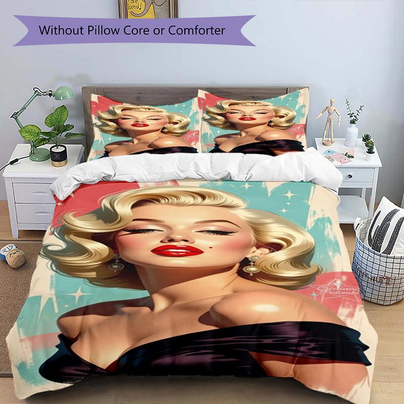 Marilyn Monroe Art Design Bed Bedding Set 1 Duvet Cover + 2 Pillowcases Soft Breathable Household Bed Linens