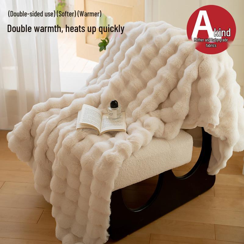 Утолщенное фланелевое зимнее одеяло: Шаль из кроличьего меха, кораллового флиса для офисного сна, кондиционирования воздуха и использования на диване