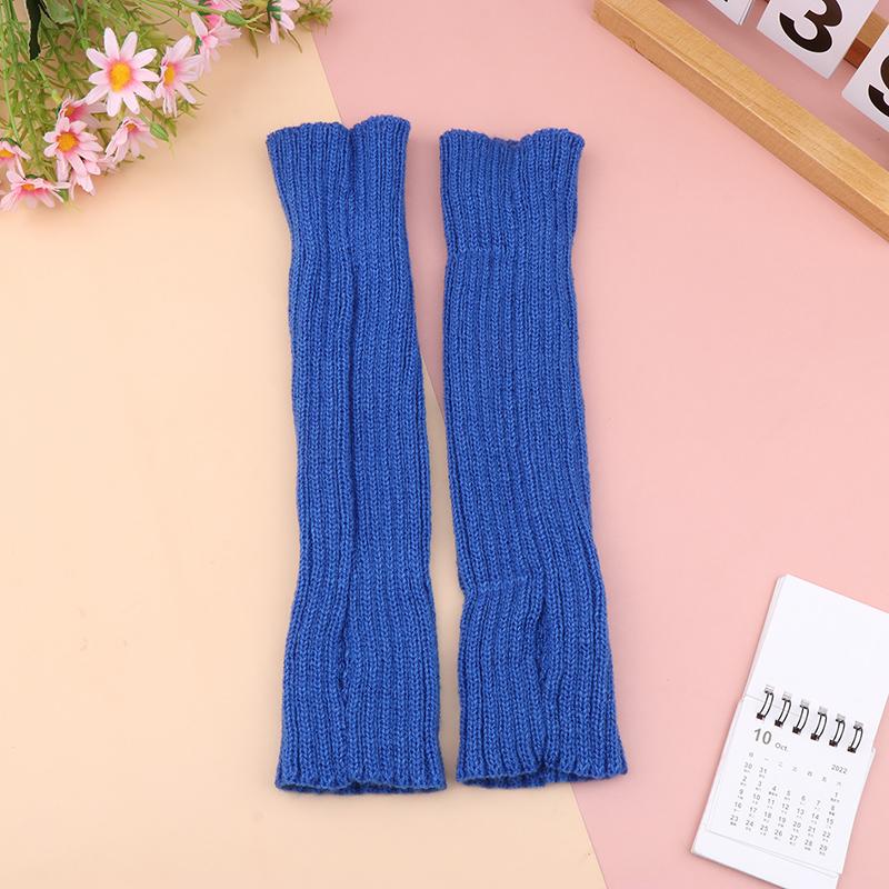 Женские вязаные теплые длинные перчатки без пальцев, зимние варежки с однотонными рукавами и рукавами, повседневная мягкая одежда для девочек, перчатки в стиле панк