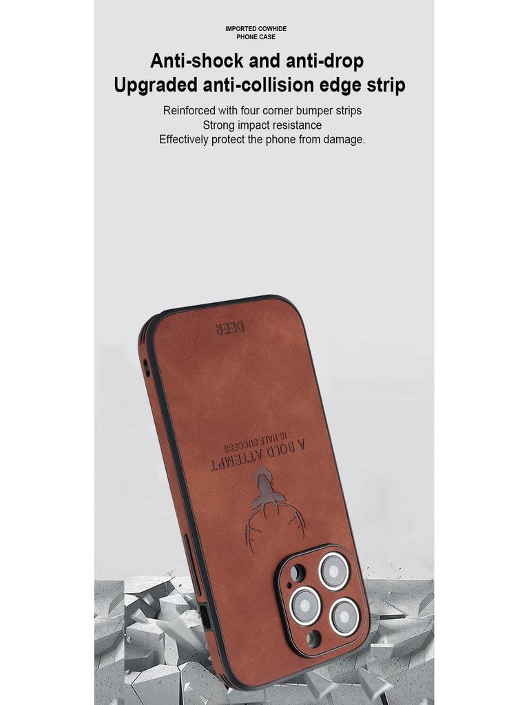 Магнитный кожаный чехол для телефона для iPhone 11-16, совместимый с iPhone 12-15 Pro Max, дизайн с головой лося, японский и корейский стиль