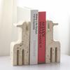 Modern Light Luxury Wabi-sabi Style Imitation Travertine Bookend Ornaments Model Room Decoration Art Abstract Animal Elk Book Back