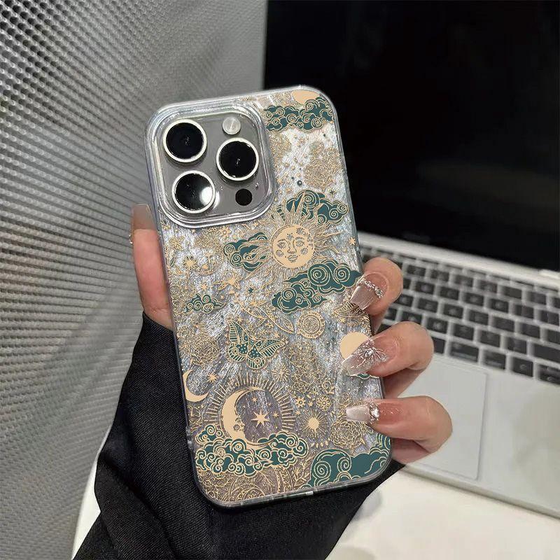 Модный ретро чехол для телефона 'Солнце Луна Звездное небо' для iPhone 17 16 15 14 13 12 11 Pro Max 17 Air XR XS 16E INS Ударопрочный чехол