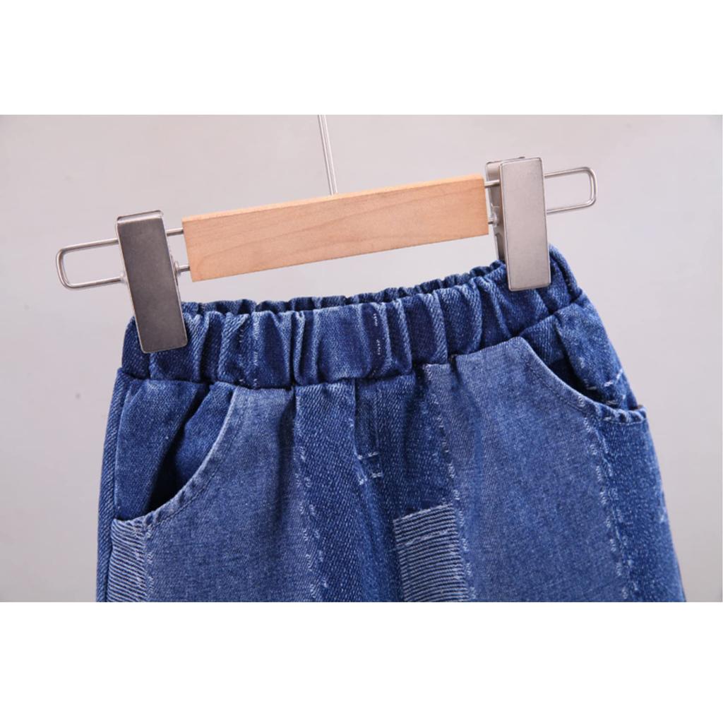 Комплект из 3 предметов: верх и низ из денима в стиле пэчворк, джинсы с длинным рукавом, корейская одежда для мальчиков, 80 см, 90 см, 100 см, 110 см, 120 см [EnDast] Футболка