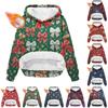 Women's Fashionable Casual Long-Sleeved Christmas Print Fleece-Lined Thick Hooded Sweatshirt