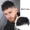 Men Short Straight Hairpiece with Bangs Bald Spots Gray Hair Coverage Natural High Temperature Fiber Male Black Synthetic Hair Wig