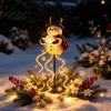 Decorative Patio Lights with Halo Effect Solar Snowman Water Fountain Garden Light, Glowing Yard Lamp Magic Powered Terrace Art Effect, Resin Outdoor