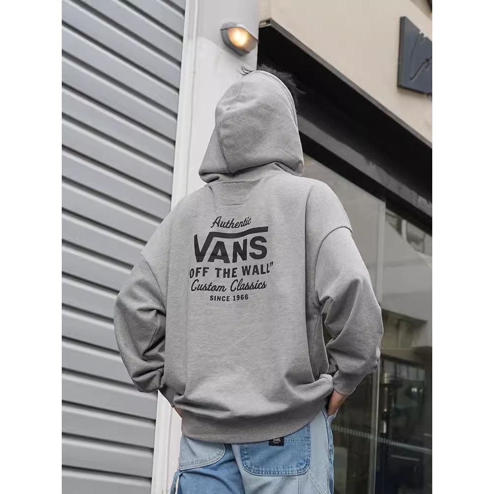 Vans Letter Print Loose Hoodie Unisex Hoodies Gray VN000H0THTG
