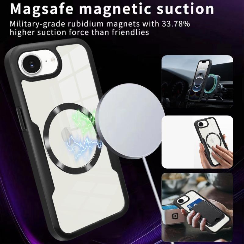 Для iPhone 17E 17 E Магнитный чехол для телефона Magsafe Для iPhone 17E 360 Полностью защитная прозрачная акриловая крышка Защитное стекло для экрана