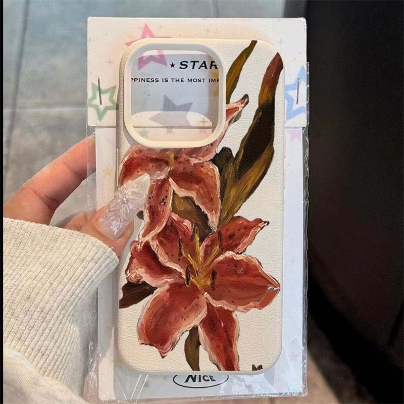 Винтажный художественный масляный рисунок Цветочный чехол для iPhone 17 16 15 14 13 12 11 Pro Max Plus Элегантный эстетичный ударопрочный мягкий матовый чехол