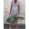 Summer Printed Women's Short Sleeved V-neck Dress