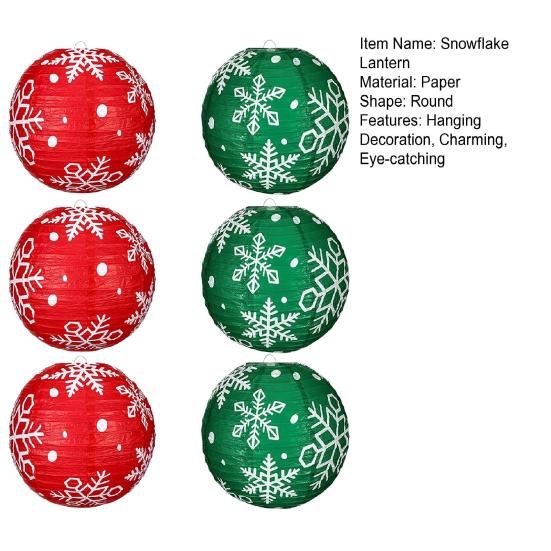 Бумажный фонарик Снежинка Красный Зеленый Рождественский Подвесной Круглый Фонарик Украшение для Внутреннего Наружного Декора Праздничные Вечеринки Принадлежности