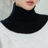 Women Fake Scarf High Collar Twist Texture Ruffle Trim Solid Color Knitting Collar Autumn Winter Thickened Warm False Collar