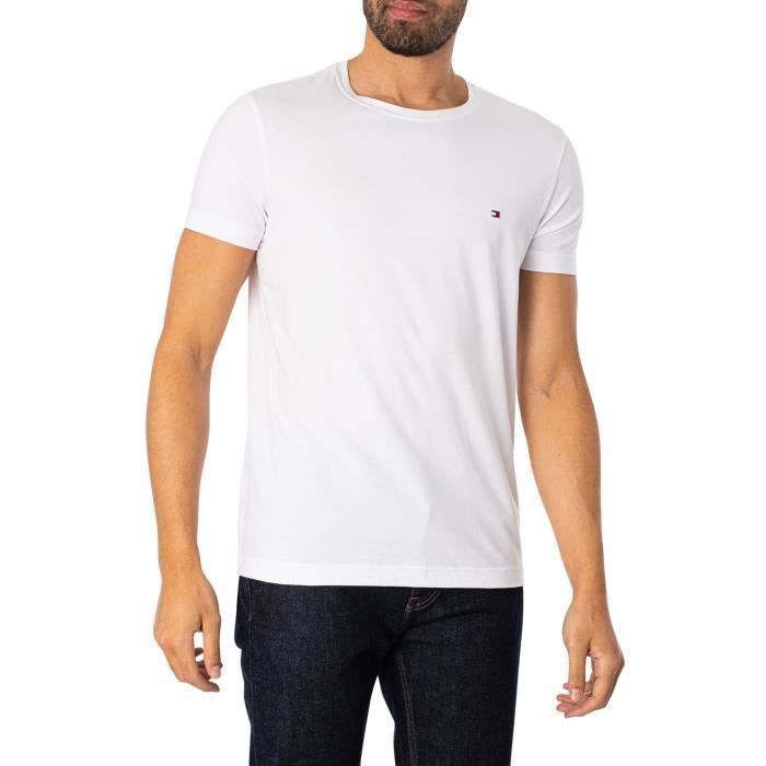 Tommy Hilfiger Pour des hommes T-shirt Core Stretch extra-fin, blanc