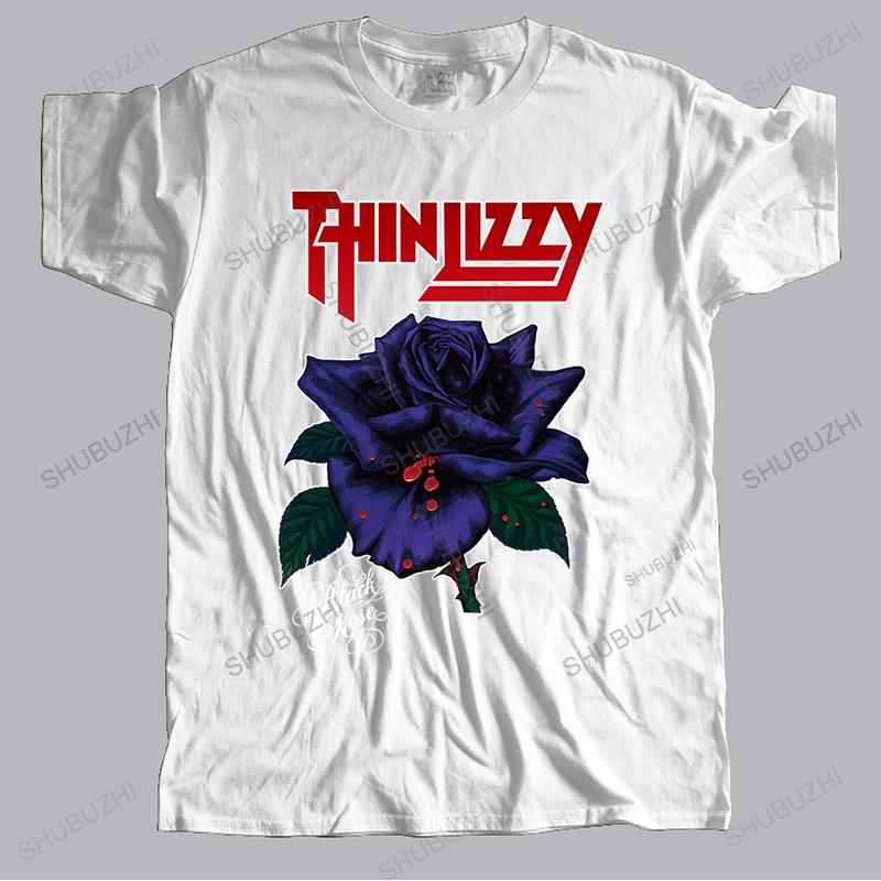 Men crew neck tshirt cotton brand teeshirt black Thin Lizzy Black Rose male summer tshirt loose style cool teeshirt plus size