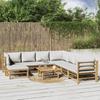 VidaXL Garden Lounge Set 9 Pcs with Light Grey Cushions Bamboo, Lounge Set, Outdoor Lounge Set, 3155100