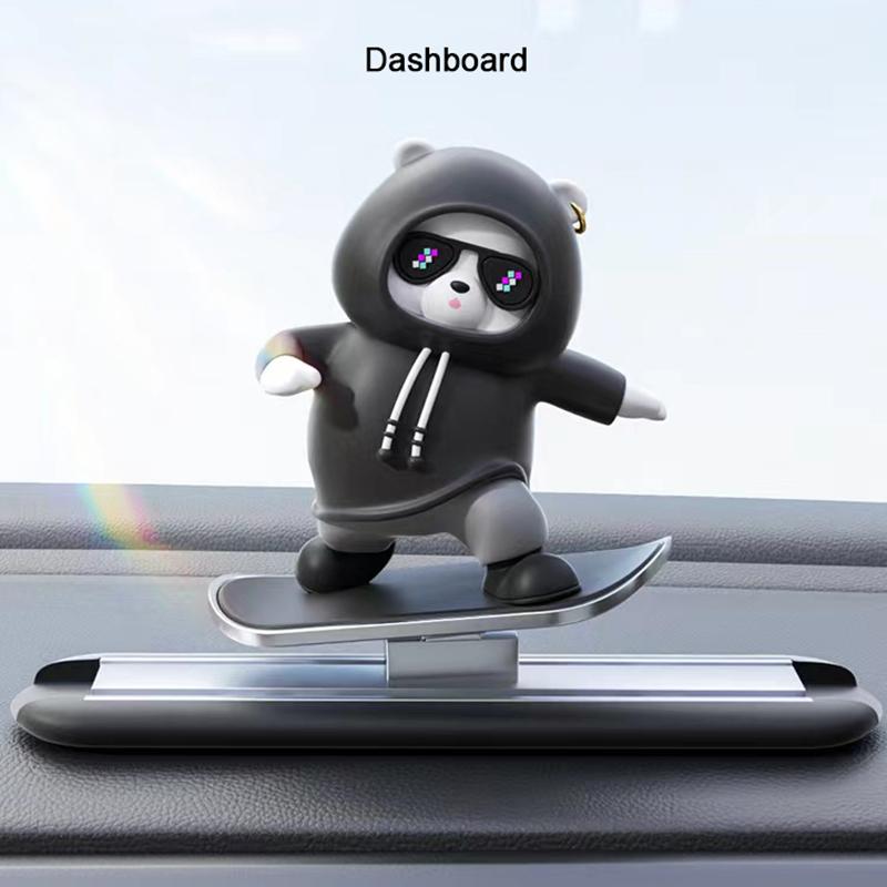 Creative Cute Skateboard Bear Car Center Console Moving Scooter Bear Car Decoration Ornaments Interior Accessories
