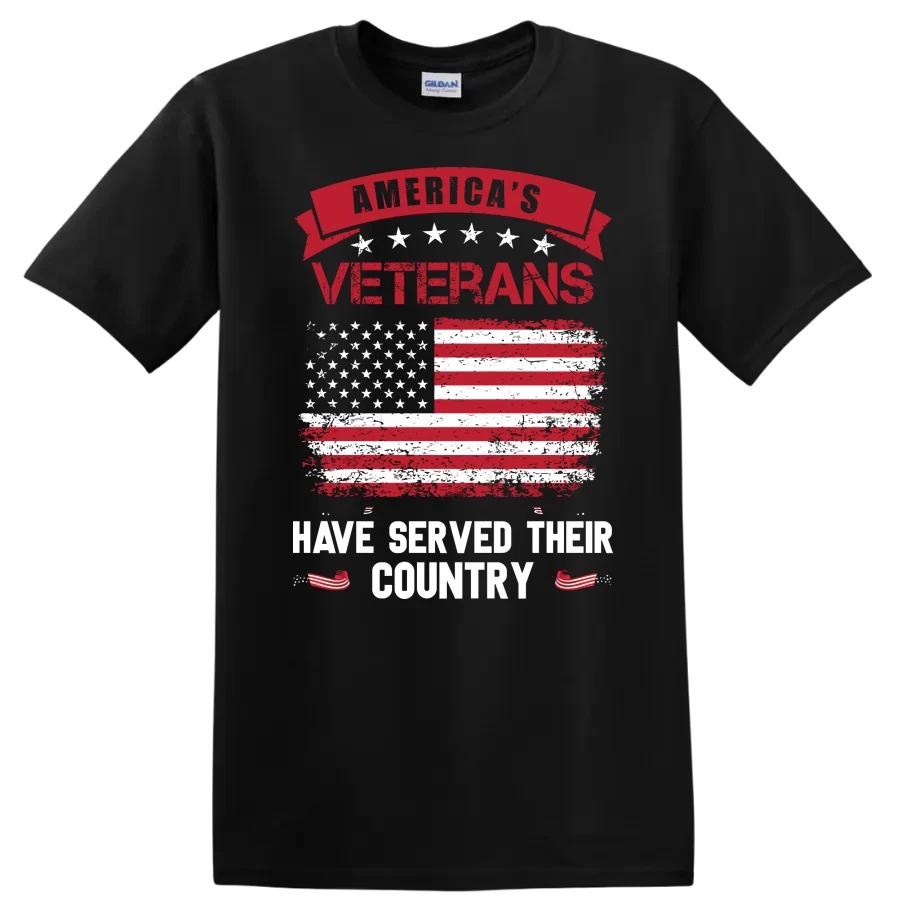 Veterans American Flag T Shirt Proudly Served Their Country Tee