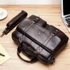 Мужской портфель из натуральной кожи с двойными передними карманами, большая вместительная сумка для ноутбука, диагональная деловая сумка через плечо