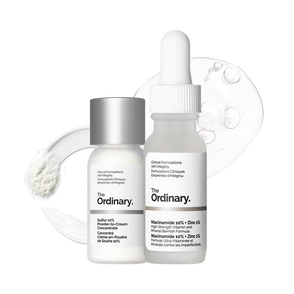 The Ordinary Target   Treat Set  Niacinamide Serum 15ml + Sulphur 10  Powder To Cream Concentrate 5g 