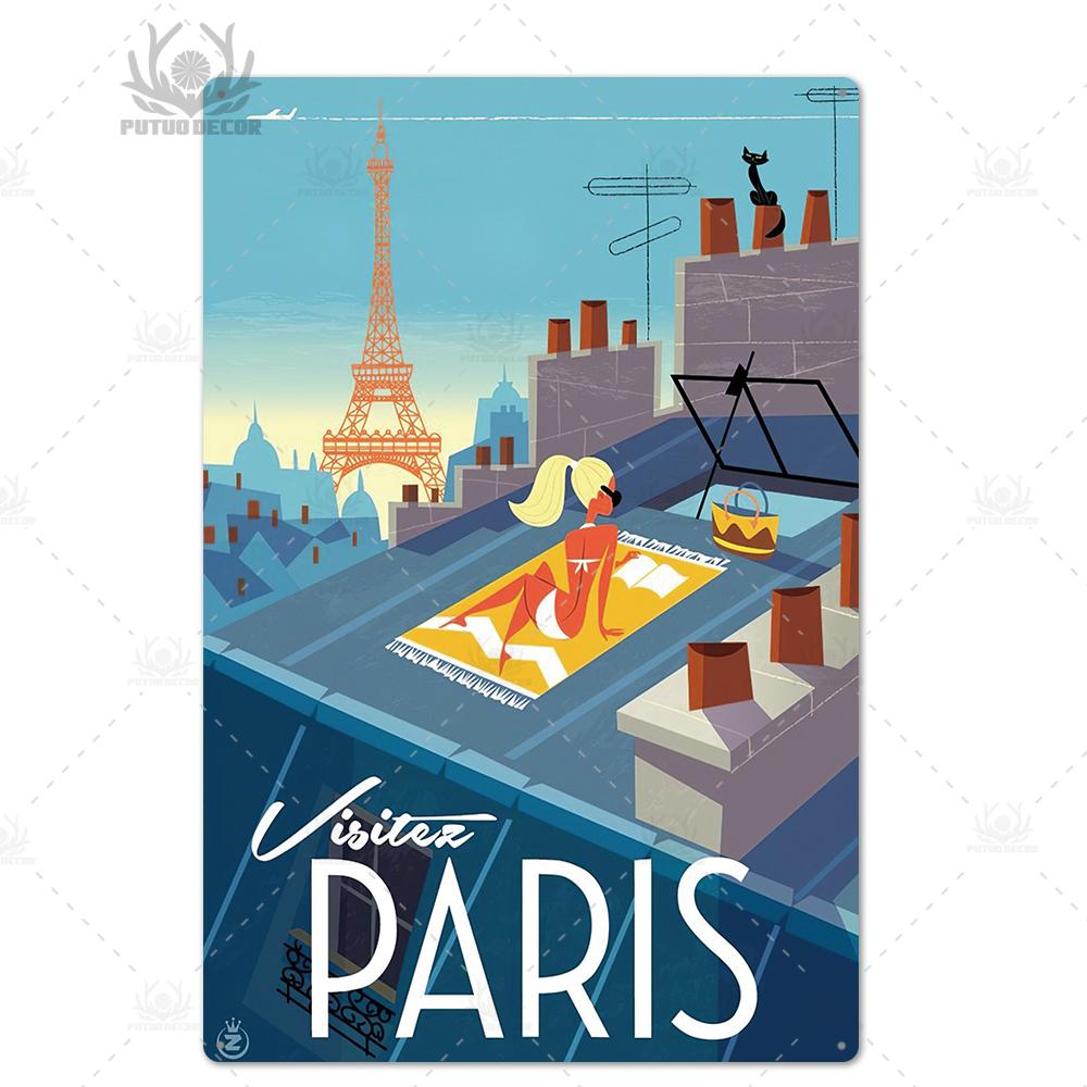 Decor Paris Vintage Tin Sign Plaque Metal Retro British Coffee Bar House Home Living Room Decorative Wall Poster