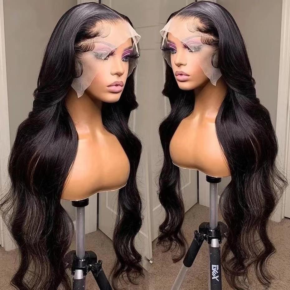 Front lace wig, long female hair is divided into large wavy long curly hair, fluffy natural fashion natural full hair cover