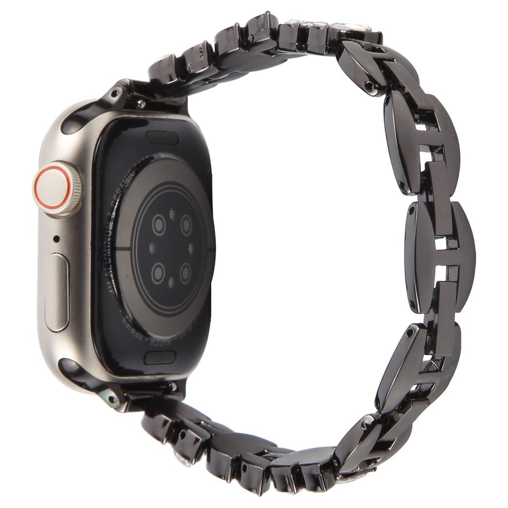 Watch Band For Apple Watch Series 10 9 8 7 SE 6 5 4 3 2 1 42mm 41mm 40mm 38mm Quick Release Leaf Diamond Alloy Strap