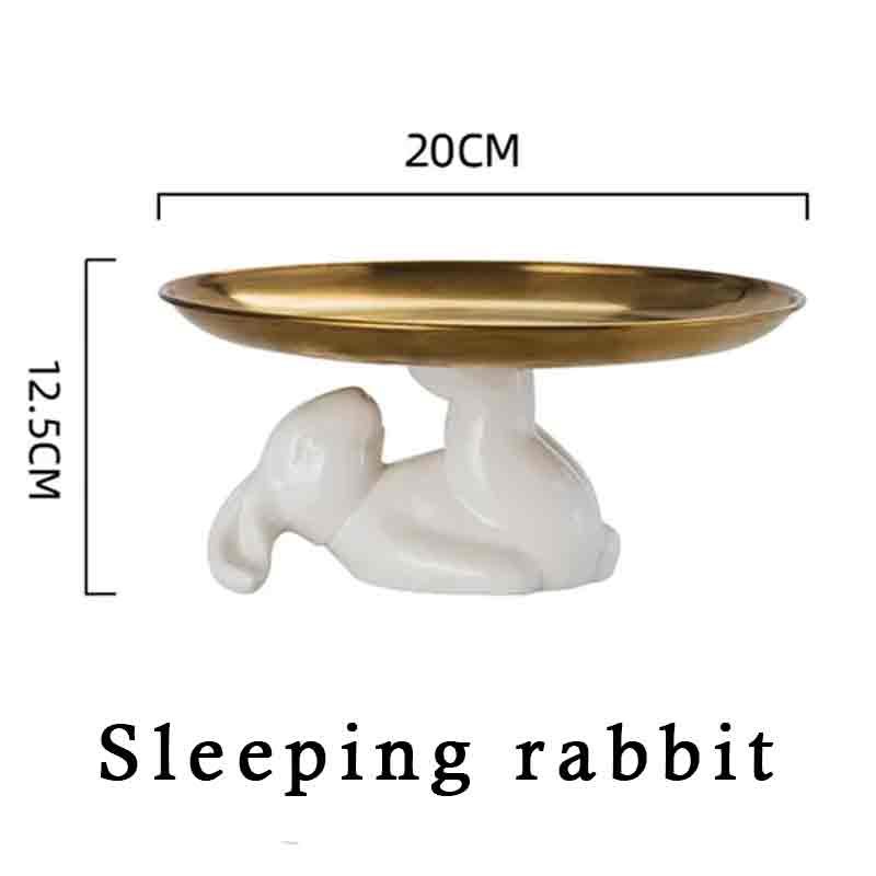 Интерьерная керамическая статуя кролика из нержавеющей стали, металлический золотой поднос для ключей, декор, скульптура животного, многофункциональный входной держатель для предметов