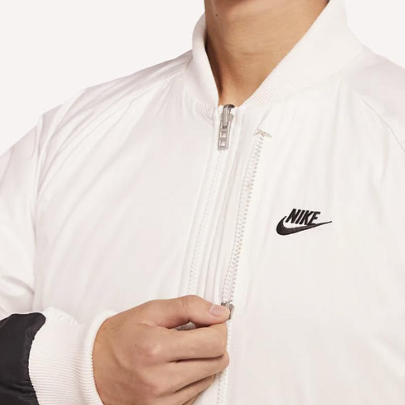 Nike Embroidered Casual Reversible Stand Collar Warm Jacket Men Outerwear White DD6850-030