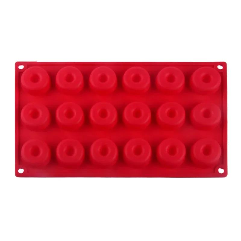 Жаропрочная силиконовая форма для пончиков на 18 пончиков, пищевая силиконовая форма для выпечки, антипригарная форма для мини-кексов