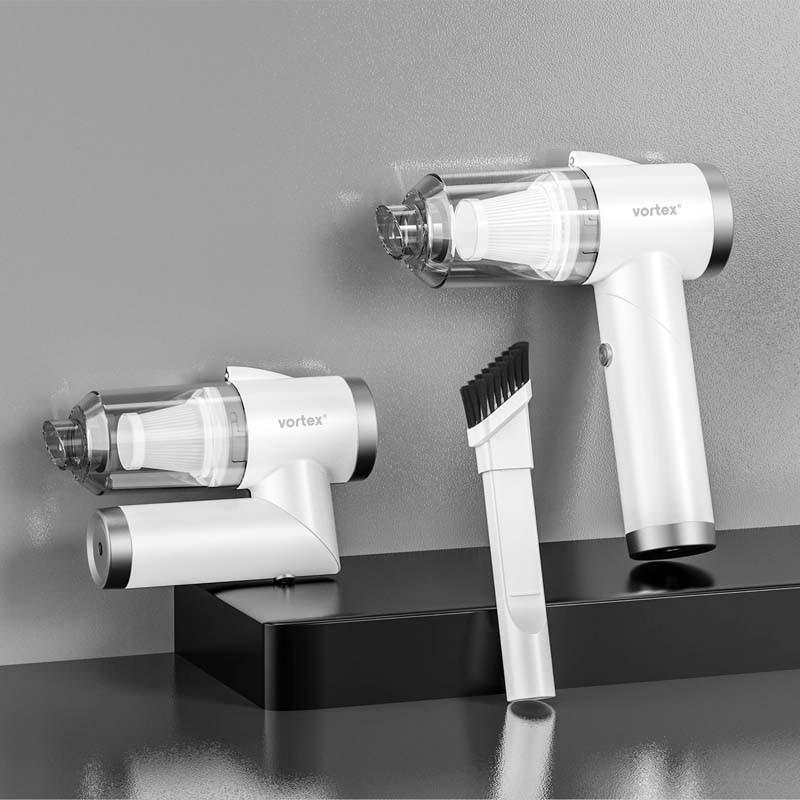 Vortex - Crc90 White - Aspirateur à Main Sans Fil Pliable Avec Led Et Accessoires