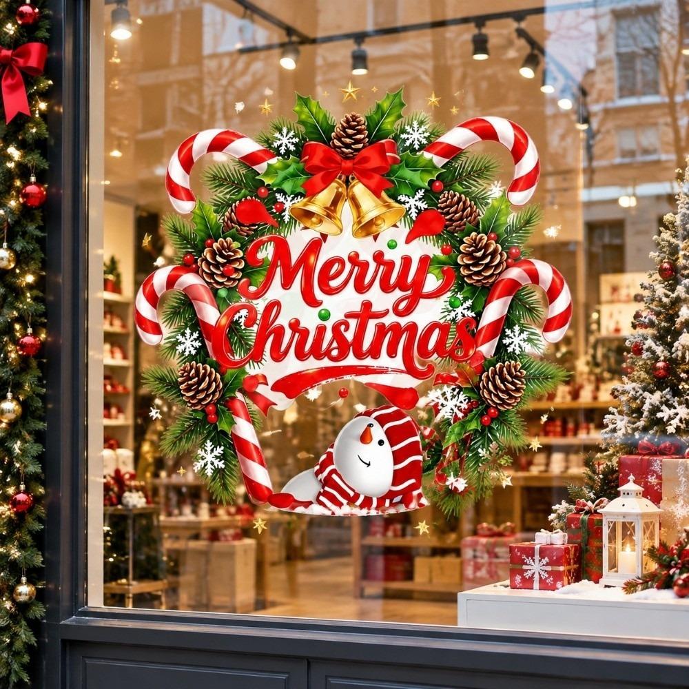 Waterproof Static Glass Cling Removable Festive Room Decoration Christmas Window Sticker Tenant