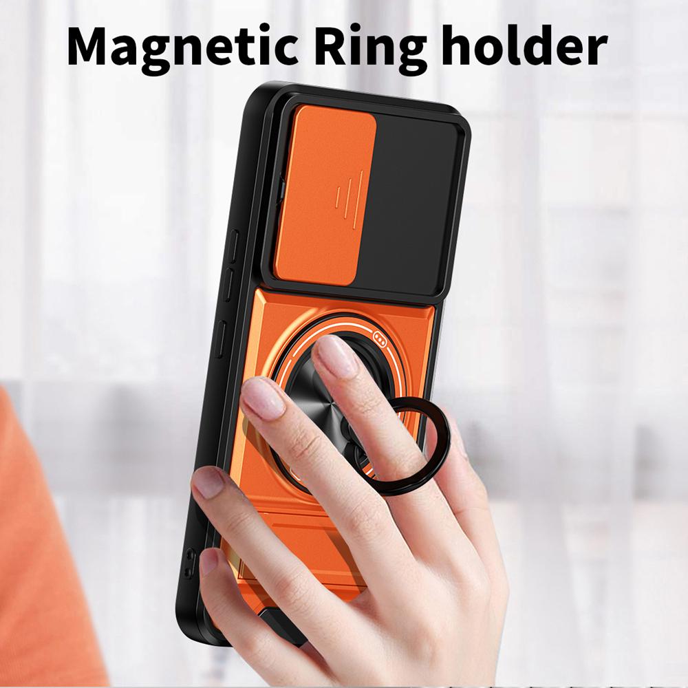 KEYSION Магнитный чехол для телефона Xiaomi POCO X8 Pro Max Защита камеры со сдвижной крышкой Вертикальная подставка Кольцо 360° Ударопрочная задняя крышка