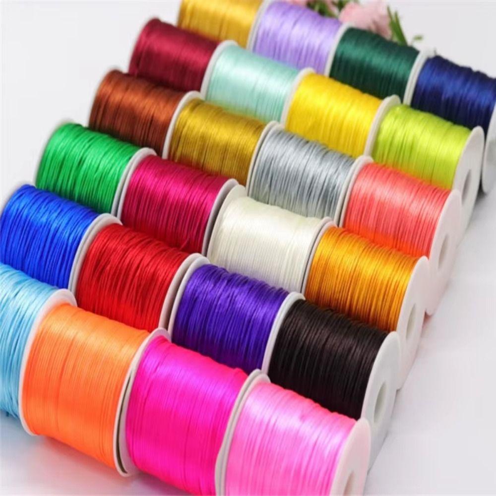 100m Solid Color Braided Cord Silky Trim Beading String Craft String Silk Rope Sewing Projects