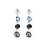 Creative Inlaied Rhinestone Stud Earrings Geometric Tassel Long Dangle Earring  Women