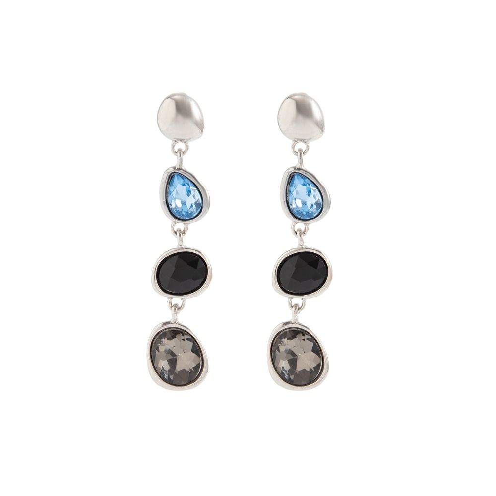 Creative Inlaied Rhinestone Stud Earrings Geometric Tassel Long Dangle Earring Women