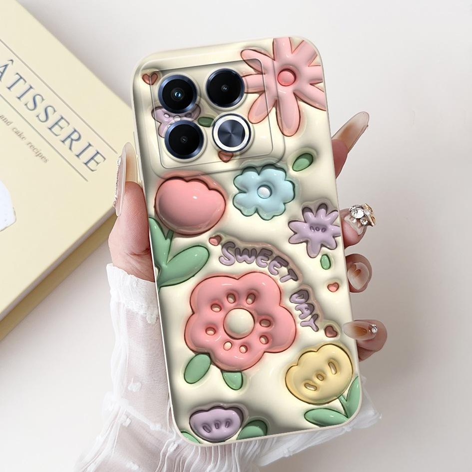 For Infinix Note 40 5G Case Cartoon Rabbit Flower Anti Slip Bumper Soft Silicone Cover For Infinix Note40 X6852 X6851 Phone Case